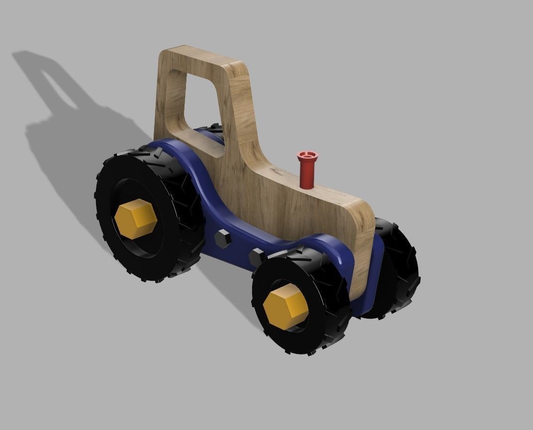 JOUET wooden toy tractor 3D print model_3