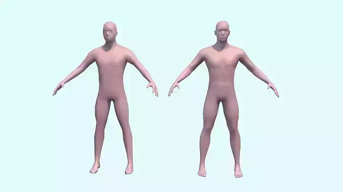 3D model man with a low and high polygonal grid  Low-poly 3D model