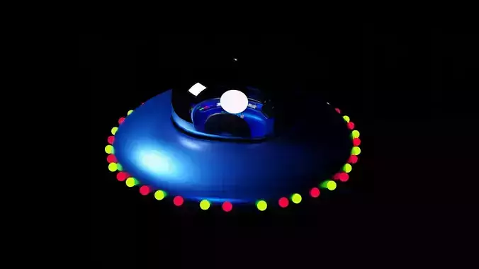 Spaceship ufo flying saucer with lights