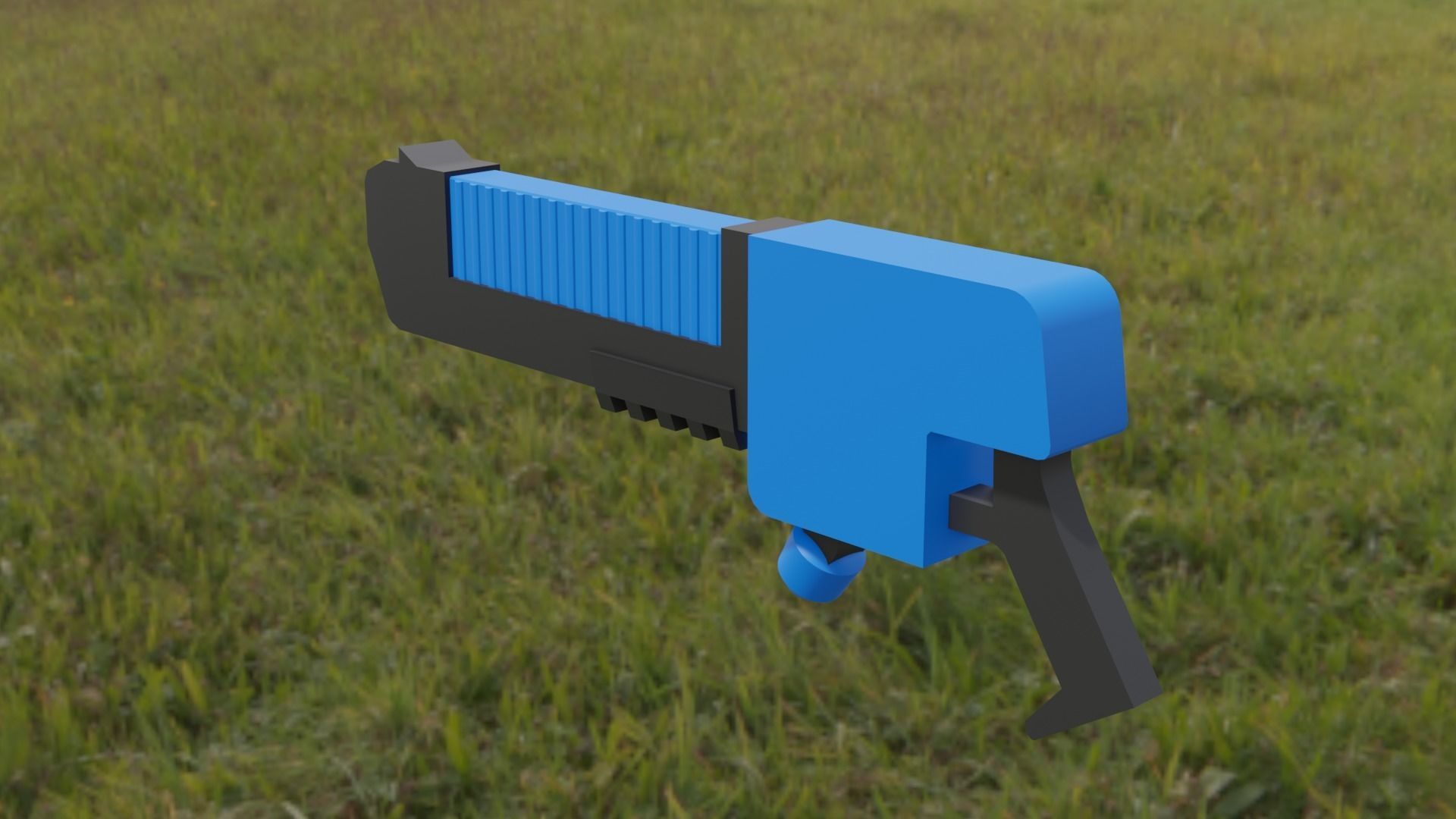 Blue Pistol Low-poly 3D model_15