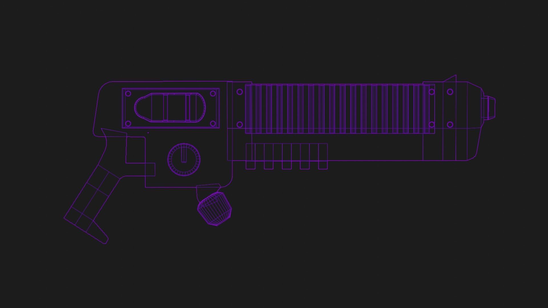 Blue Pistol Low-poly 3D model_5