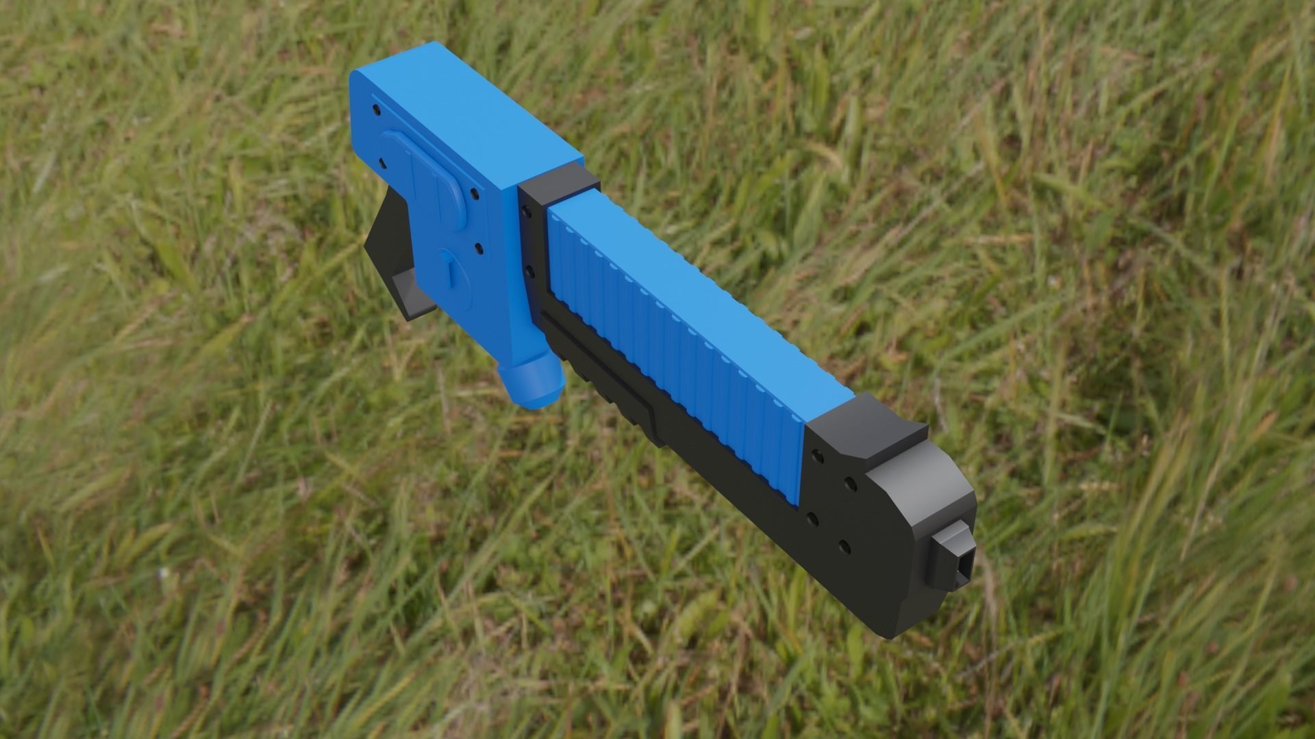 Blue Pistol Low-poly 3D model_13