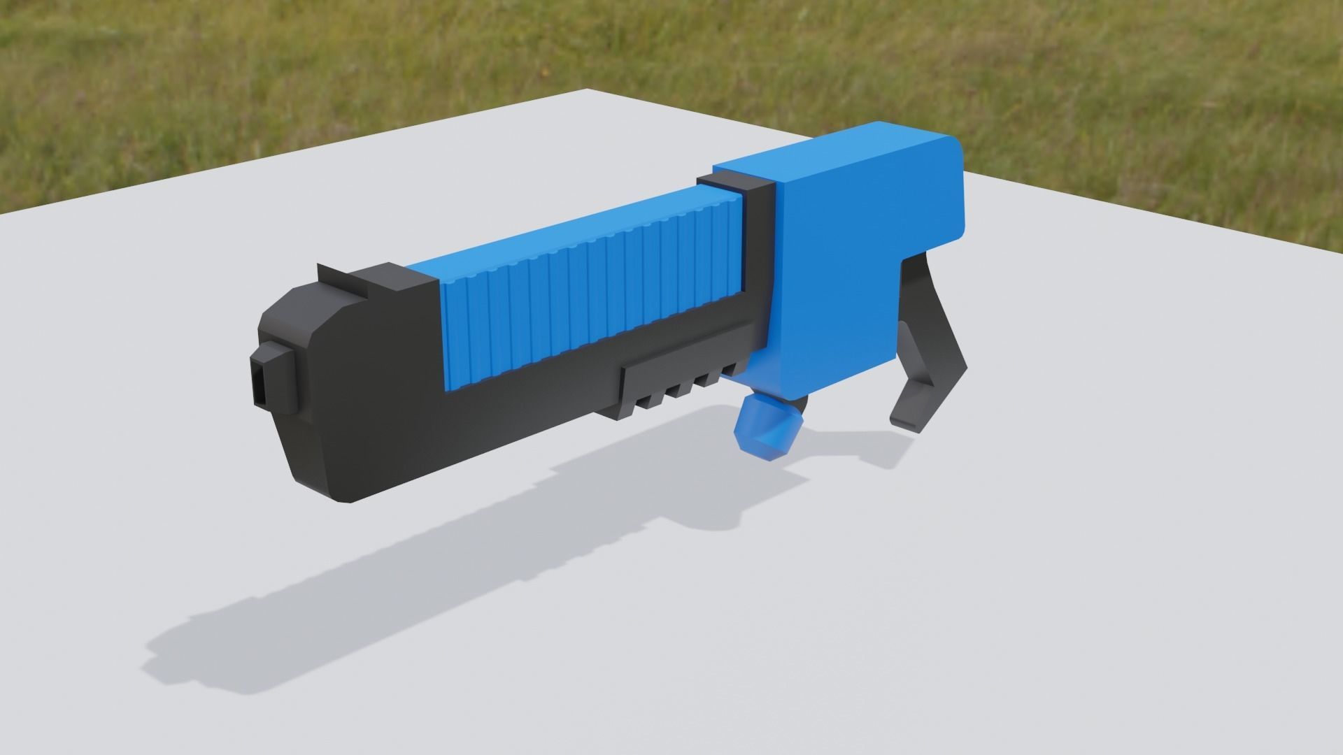 Blue Pistol Low-poly 3D model_11