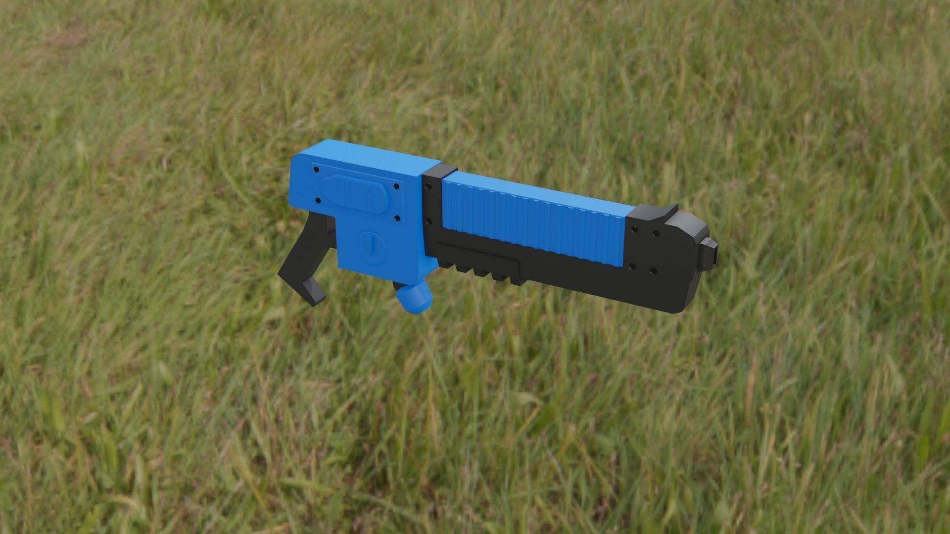 Blue Pistol Low-poly 3D model_12