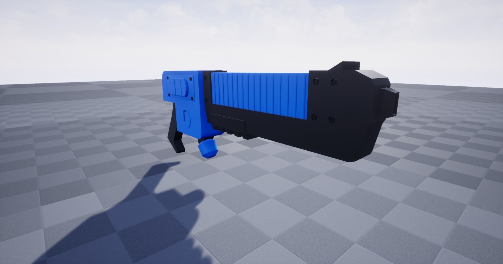 Blue Pistol Low-poly 3D model_4