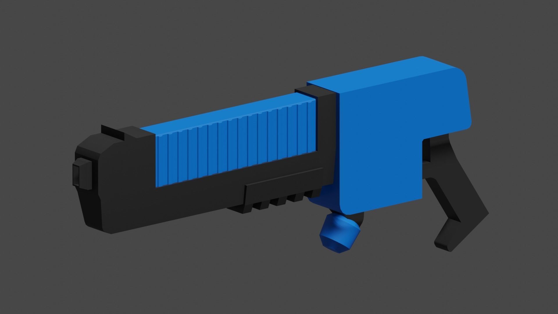 Blue Pistol Low-poly 3D model_9