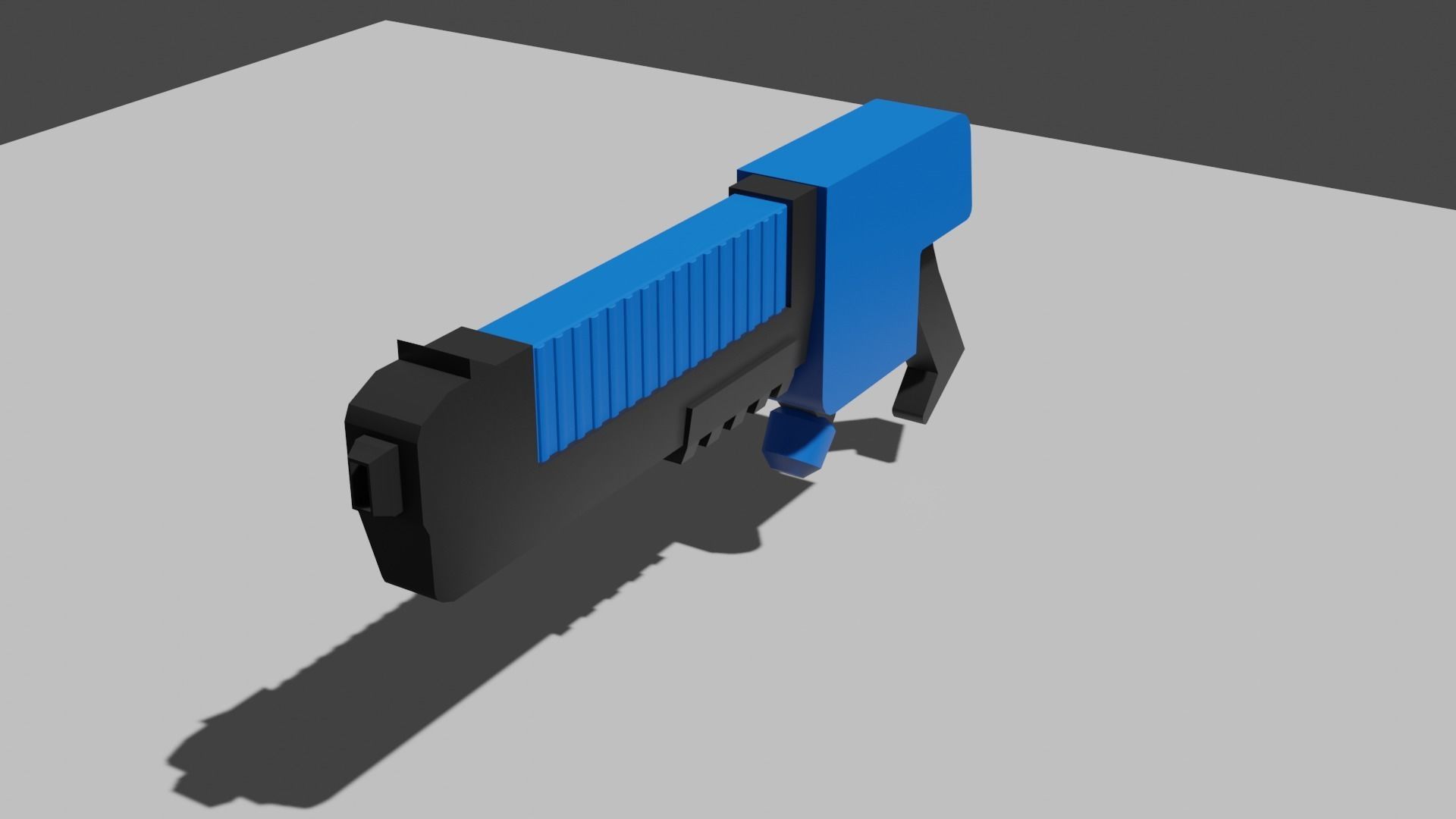 Blue Pistol Low-poly 3D model_10