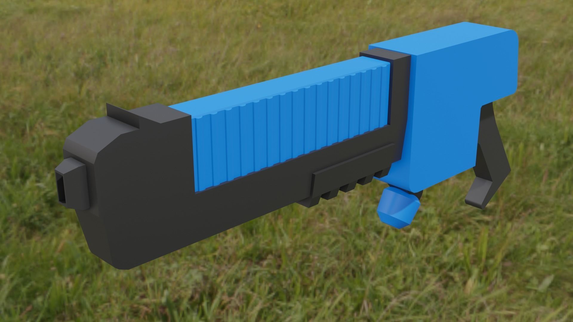 Blue Pistol Low-poly 3D model_16