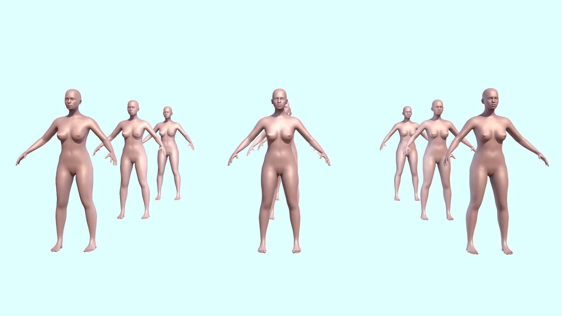 Model woman with a low and high polygonal grid Low-poly 3D model_8