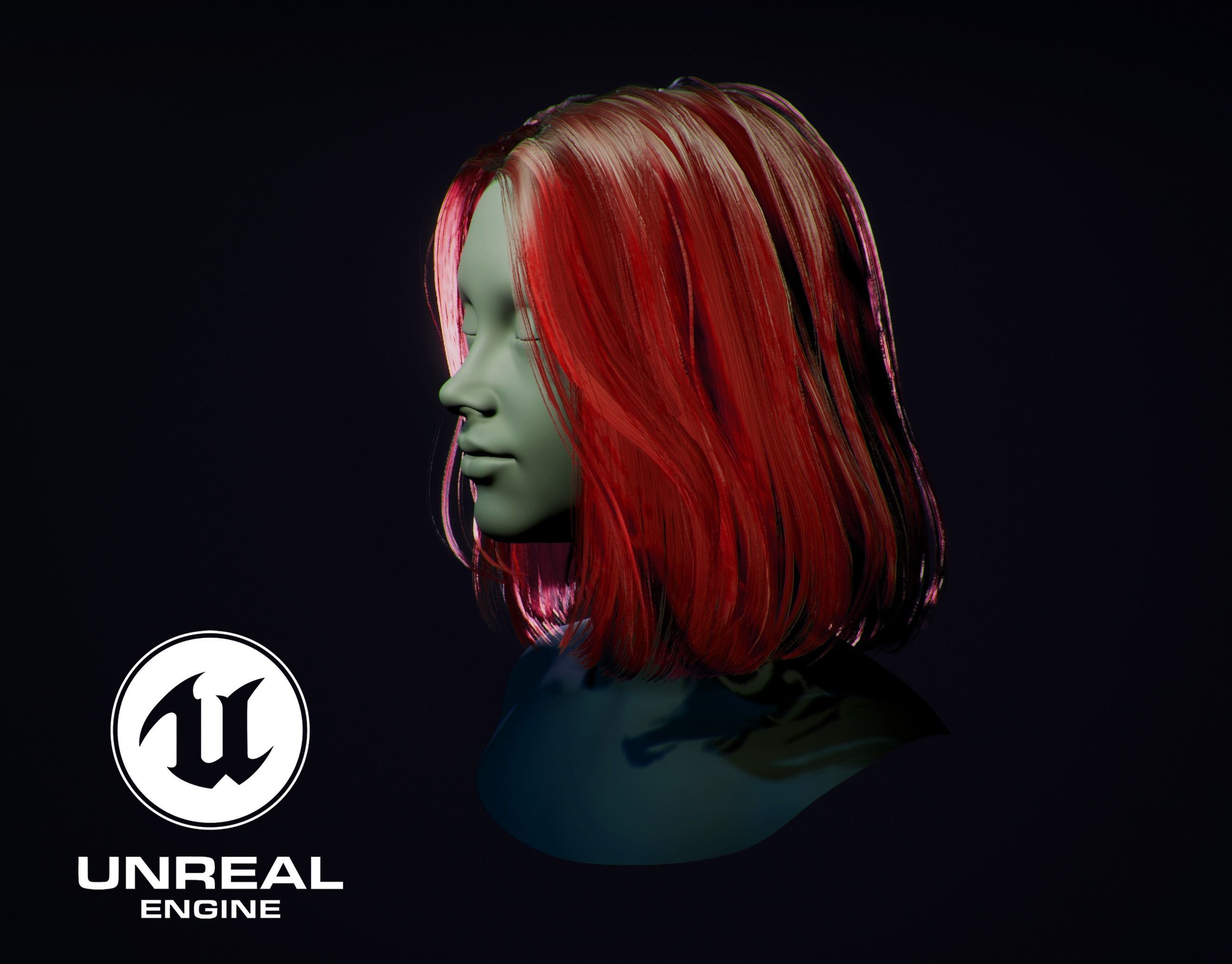 Bob hairstyle Low-poly 3D model_1