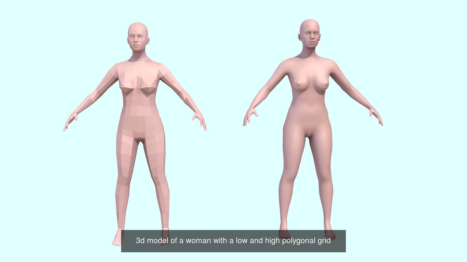 Low- and high poly models of man women child 3D Model Collection_5