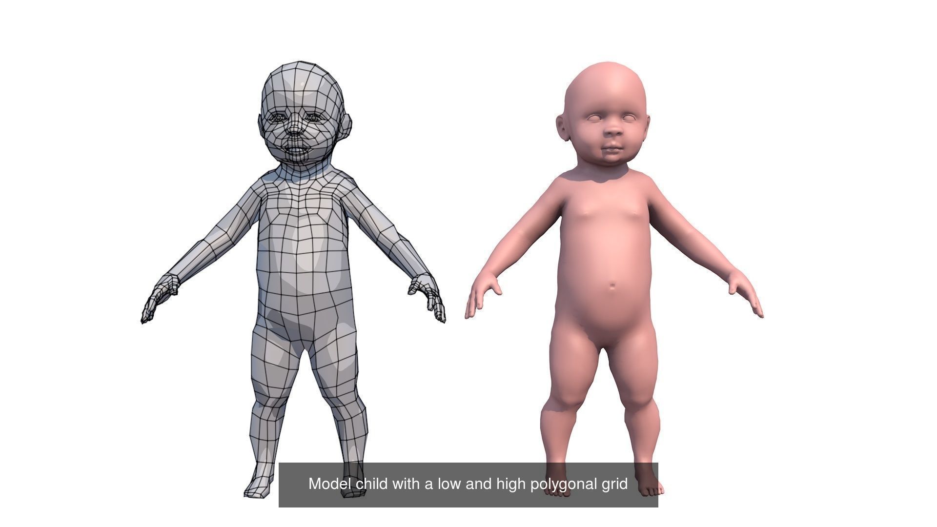 Low- and high poly models of man women child 3D Model Collection_2