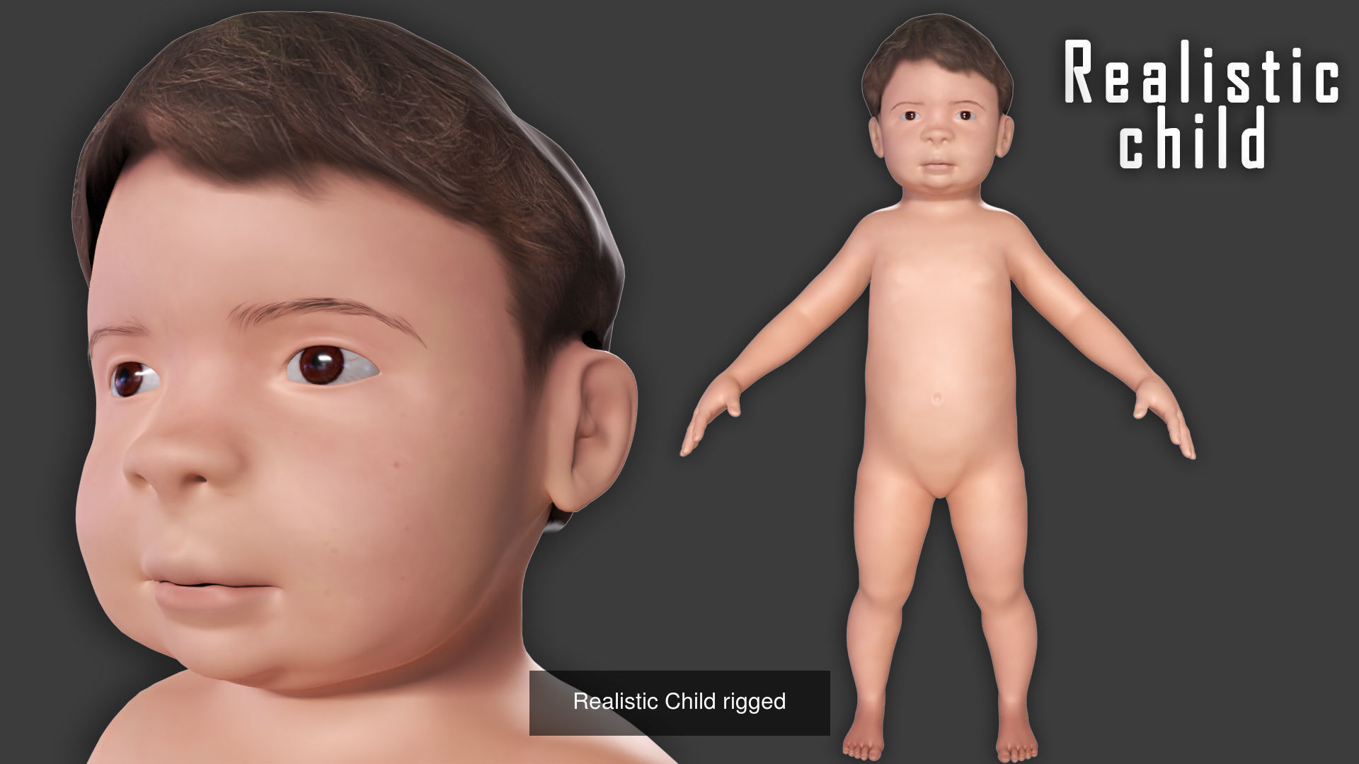 Low- and high poly models of man women child 3D Model Collection_3