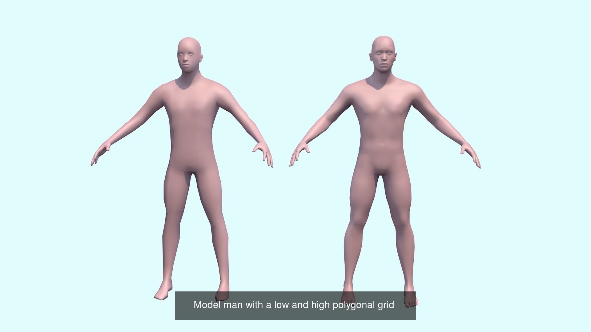 Low- and high poly models of man women child 3D Model Collection_4