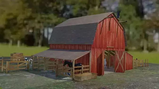 Architectural asset barn 3D model