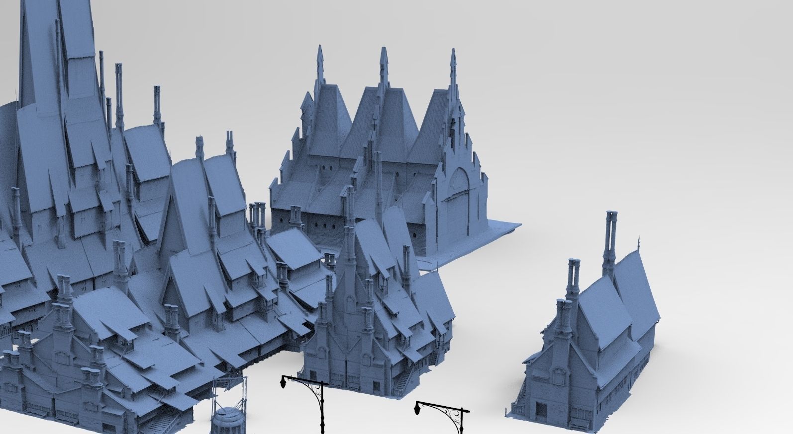 Village horror themed Kit bash  3D model_5