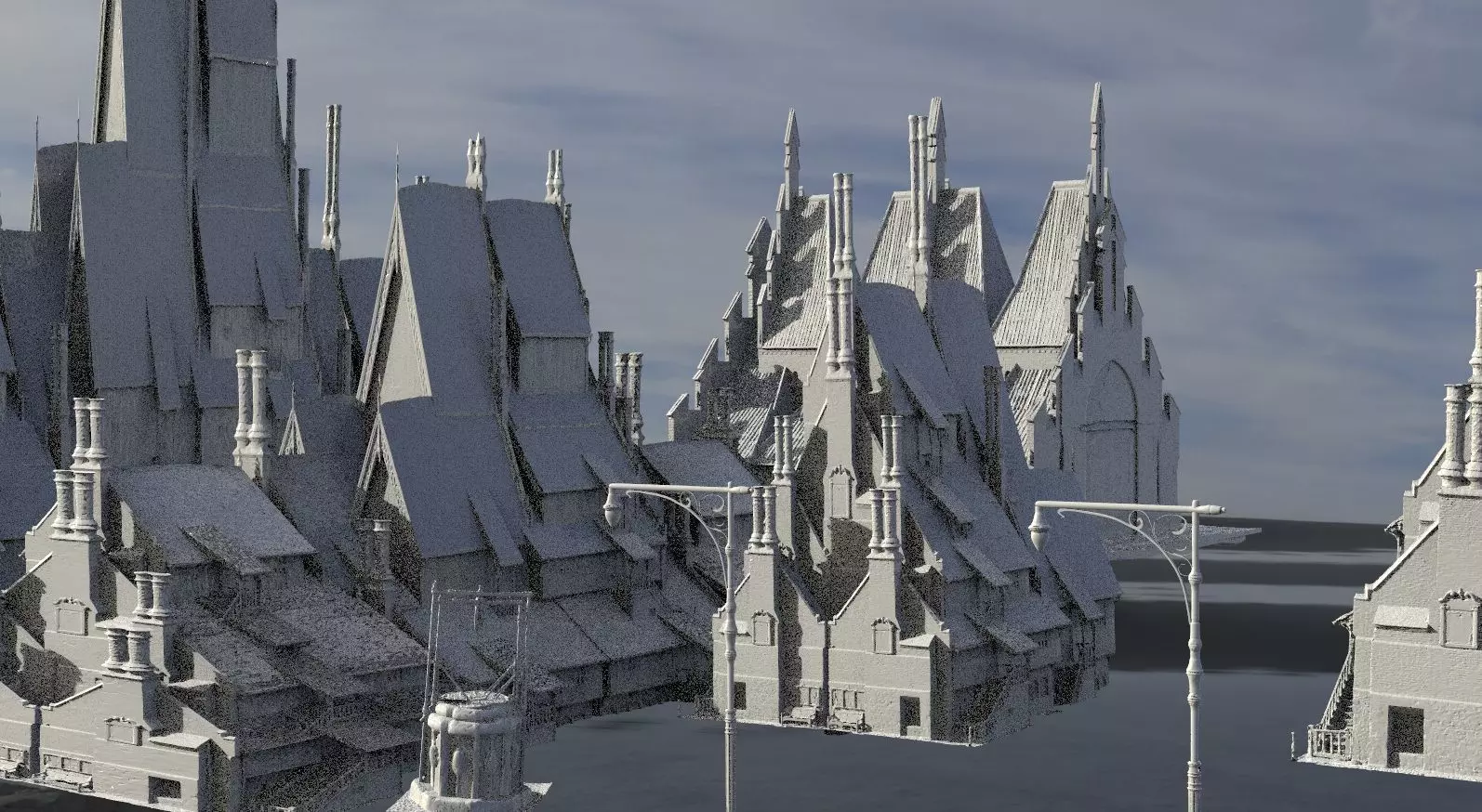 Village horror themed Kit bash  3D model_0