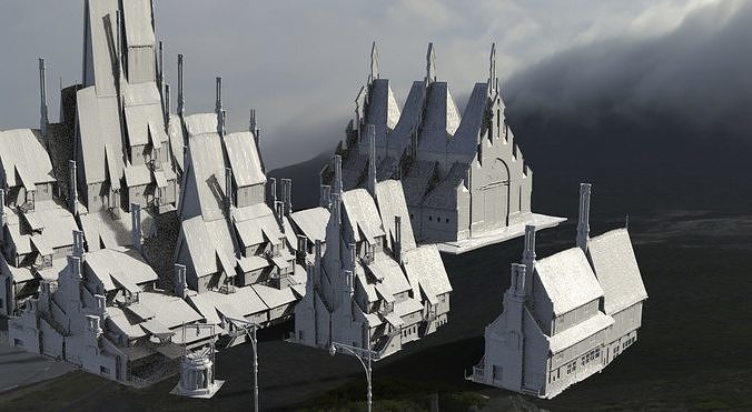Village horror themed Kit bash  3D model 7