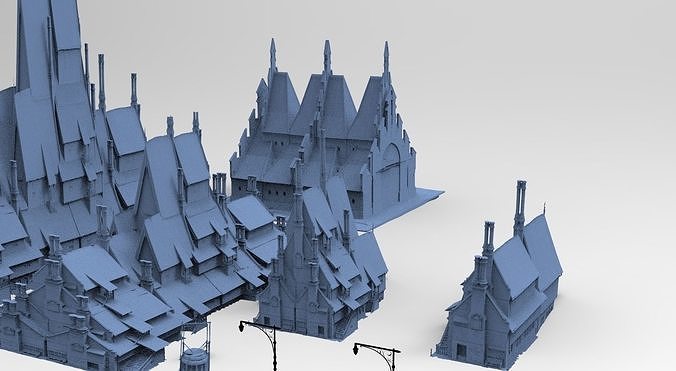 Village horror themed Kit bash  3D model 5