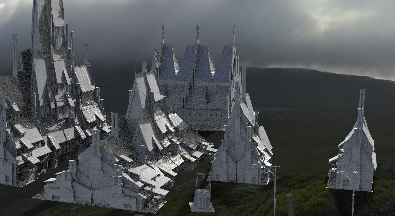 Village horror themed Kit bash  3D model_2