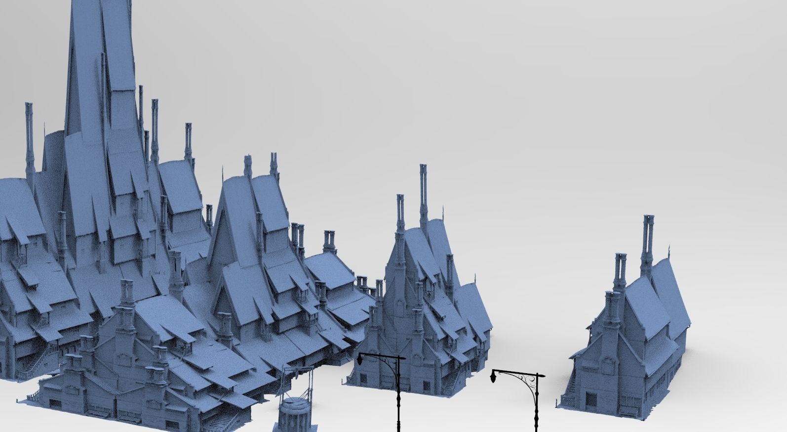 Village horror themed Kit bash  3D model_1