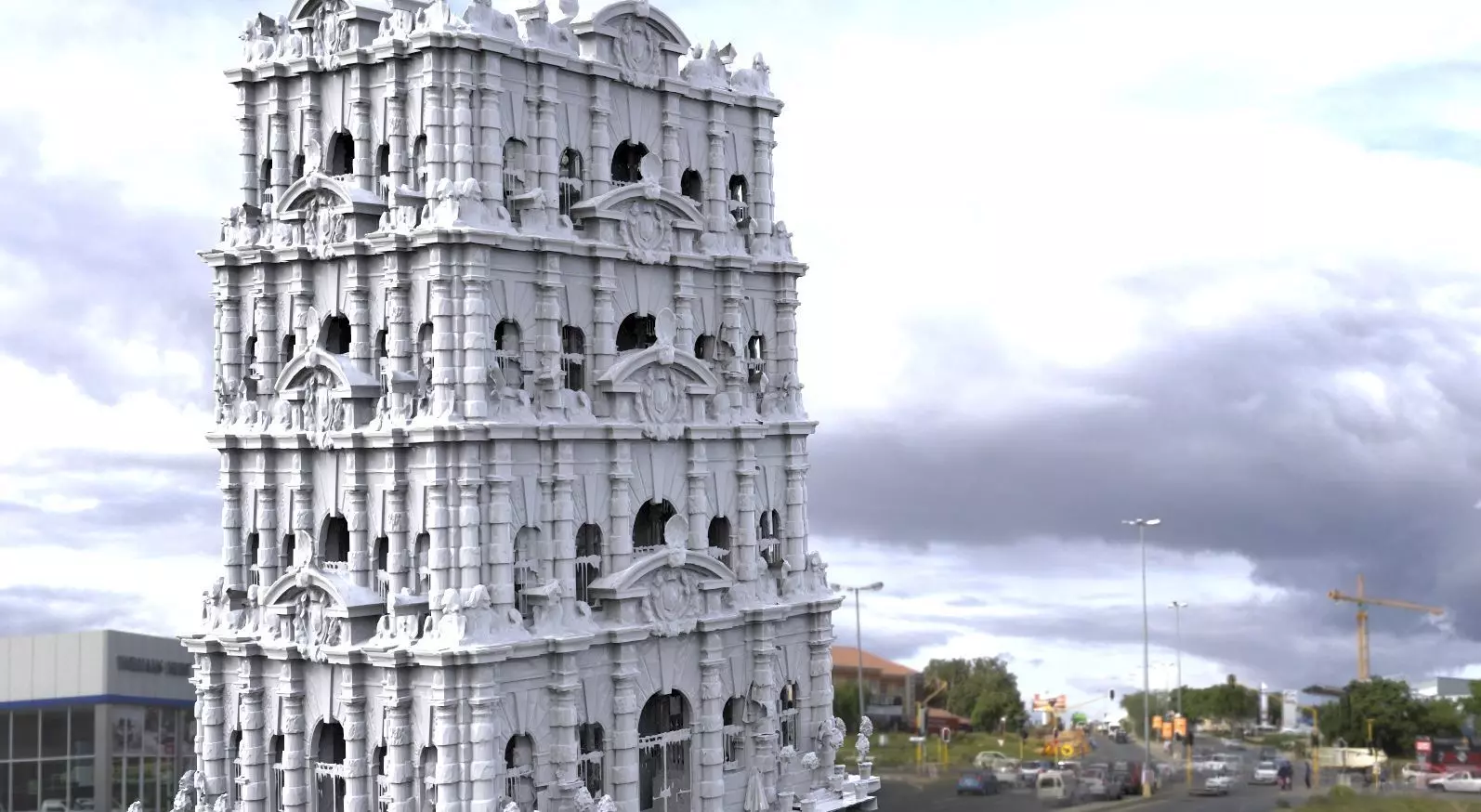 Fantasy architecture Mayan hotel tower fantasy 2  3D model_0