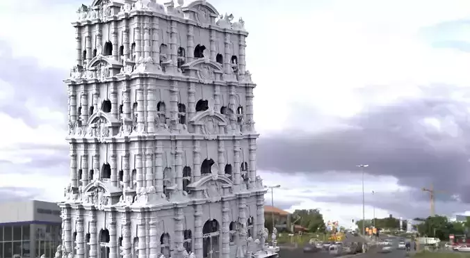 Fantasy architecture Mayan hotel tower fantasy 2  3D model