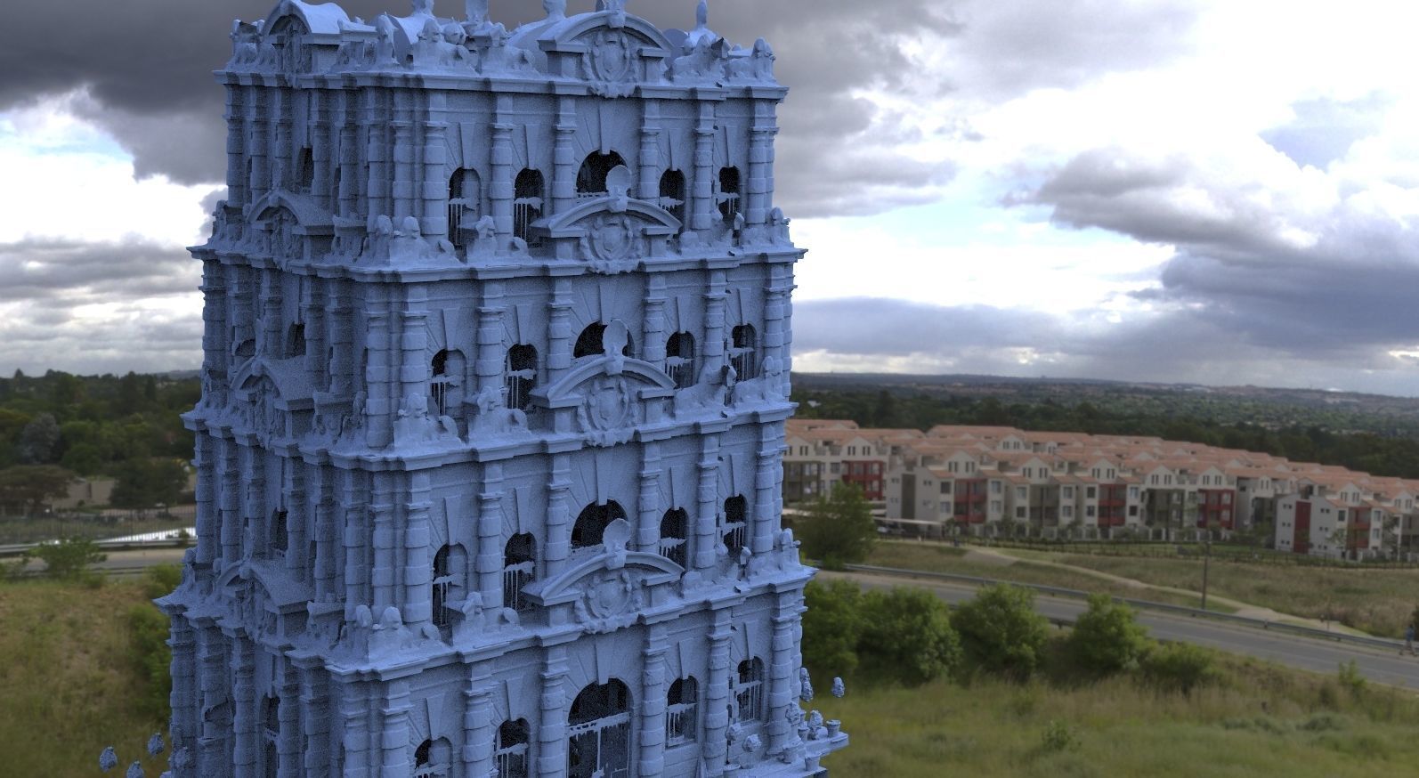 Fantasy architecture Mayan hotel tower fantasy 2  3D model_1