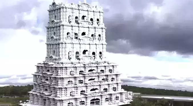 Fantasy architecture Mayan temple  fantasy 1 3D