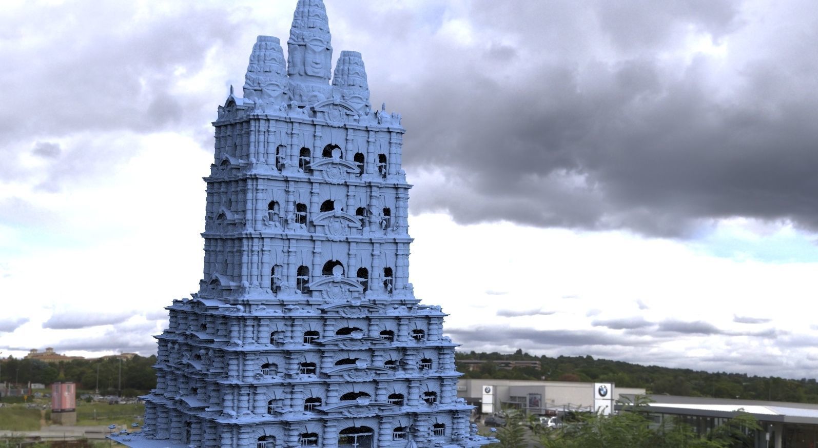 Fantasy architecture Mayan temple  fantasy 1 3D 3D model_1