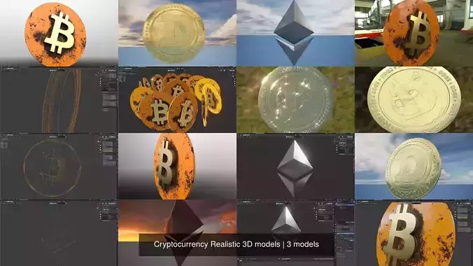 Cryptocurrency Realistic 3D models
