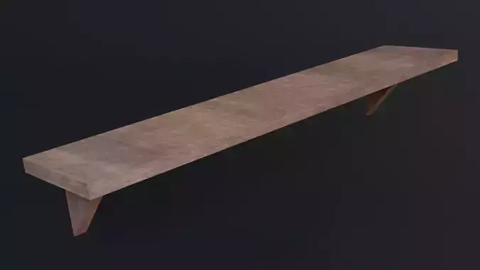 wooden shelf game ready low poly 3D model