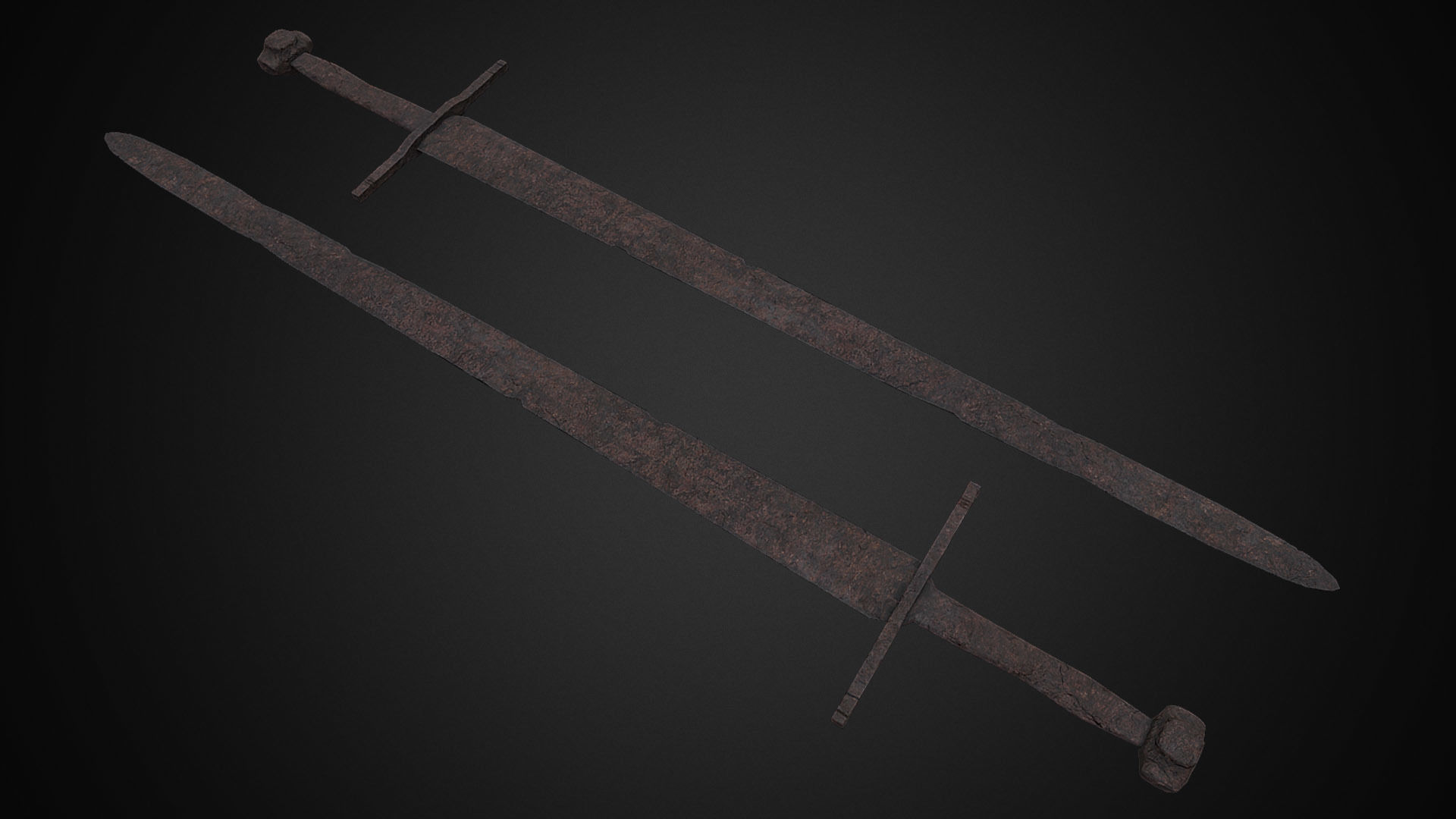 Medieval One Hand Swords with Scabbard Pack Low-poly 3D model_3