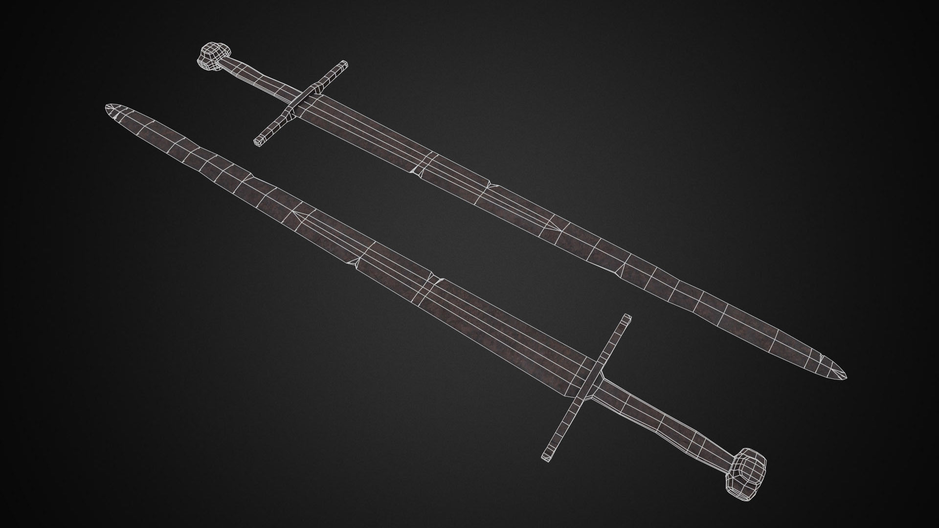 Medieval One Hand Swords with Scabbard Pack Low-poly 3D model_20