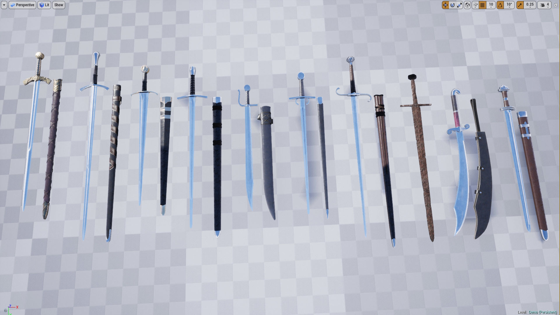 Medieval One Hand Swords with Scabbard Pack Low-poly 3D model_32