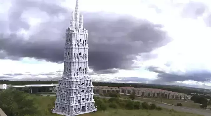 Fantasy architecture Mayan temple grand 3D