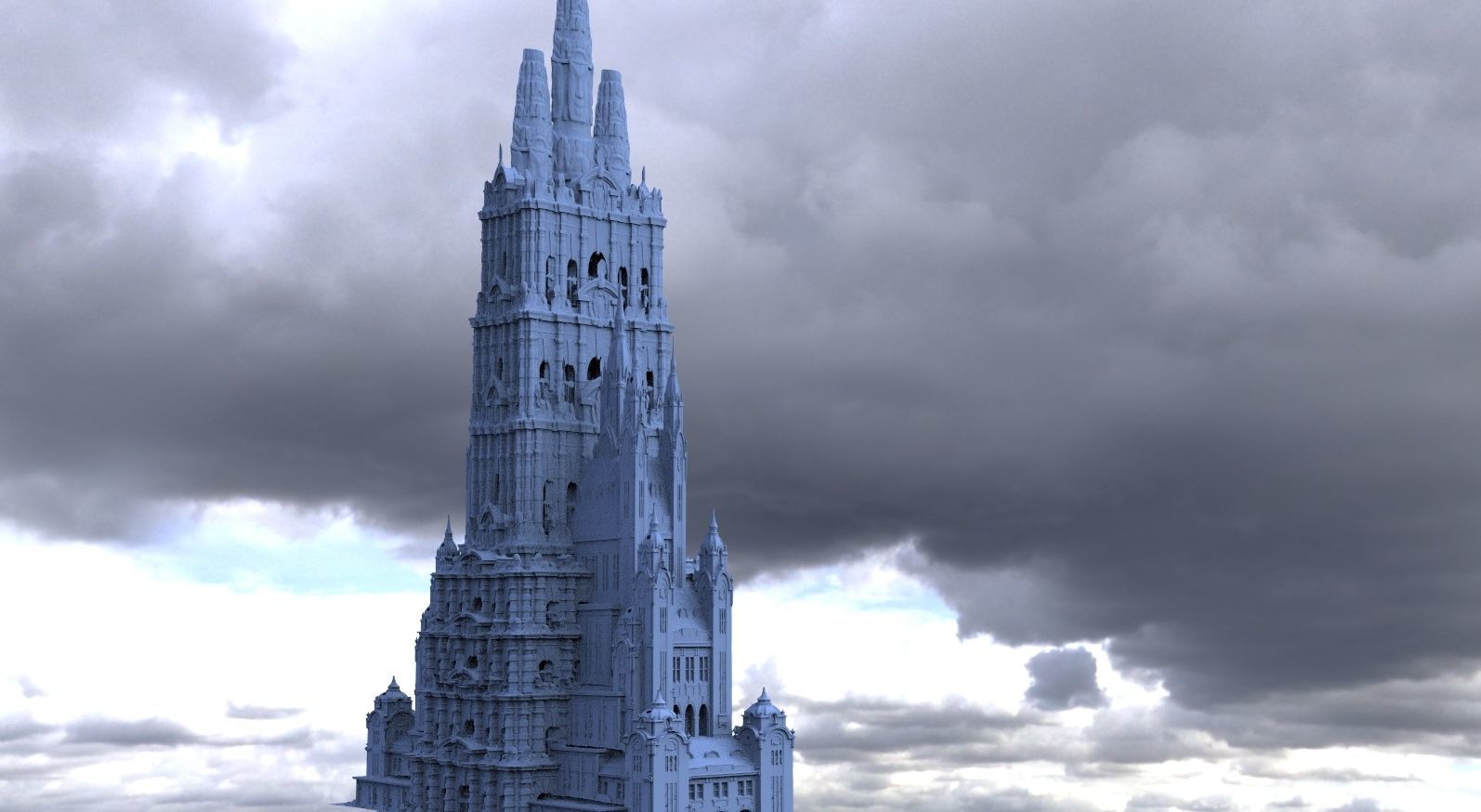 Fantasy architecture Mayan Sacrifice tower of the gods 3D model_2