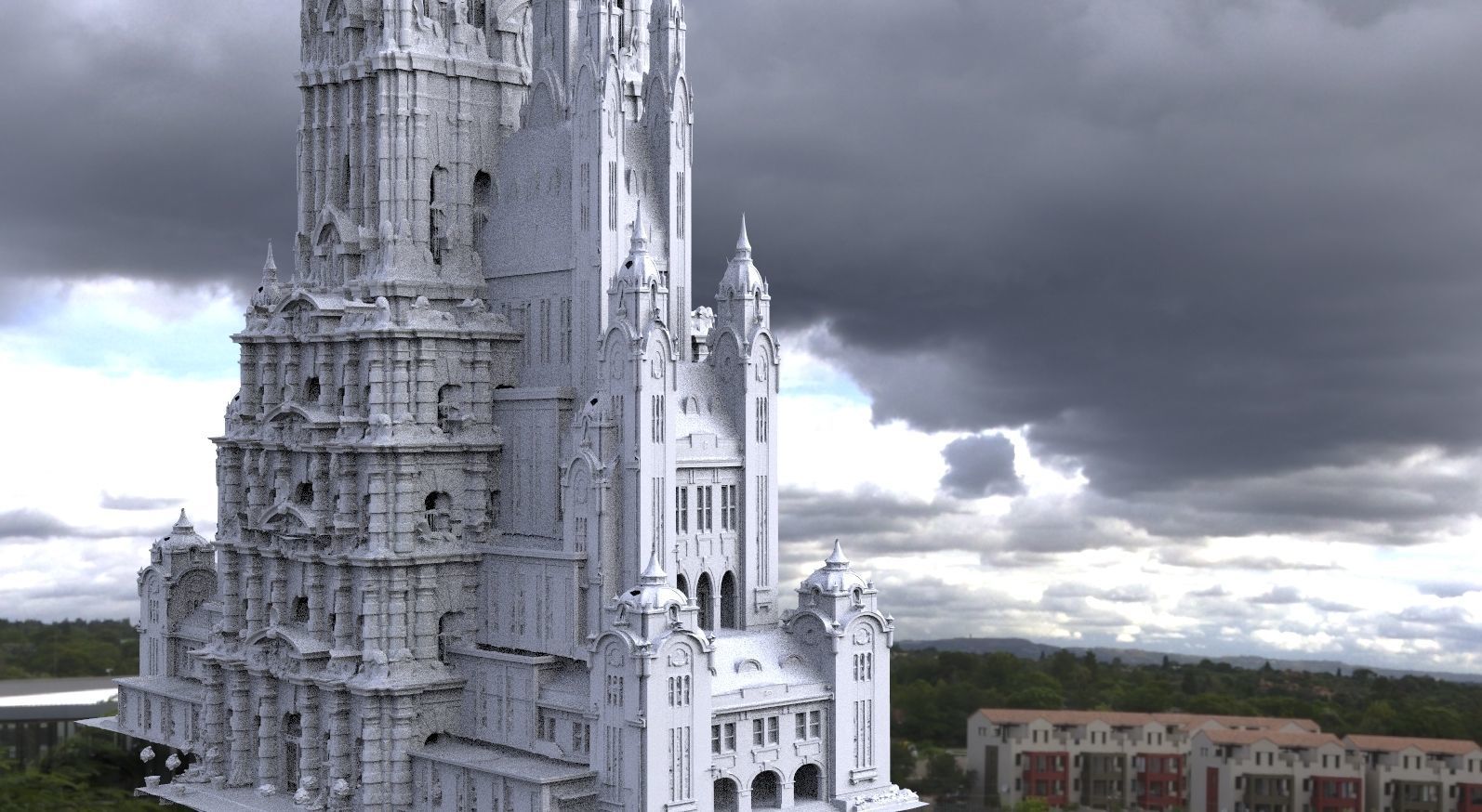 Fantasy architecture Mayan Sacrifice tower of the gods 3D model_1