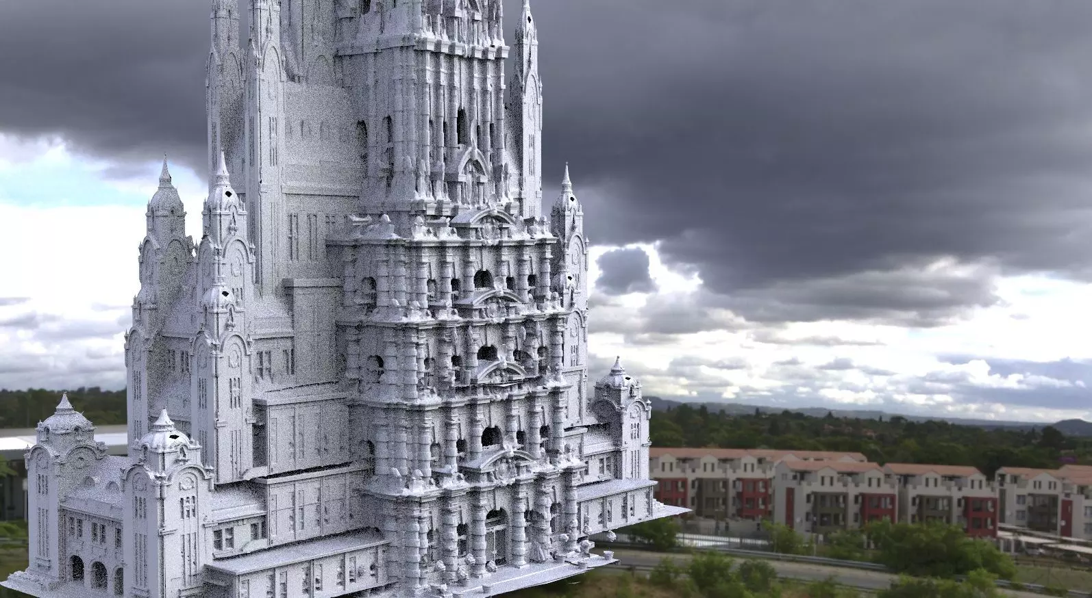 Fantasy architecture Mayan Sacrifice tower of the gods 3D model_0