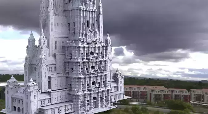 Fantasy architecture Mayan Sacrifice tower of the gods 3D model