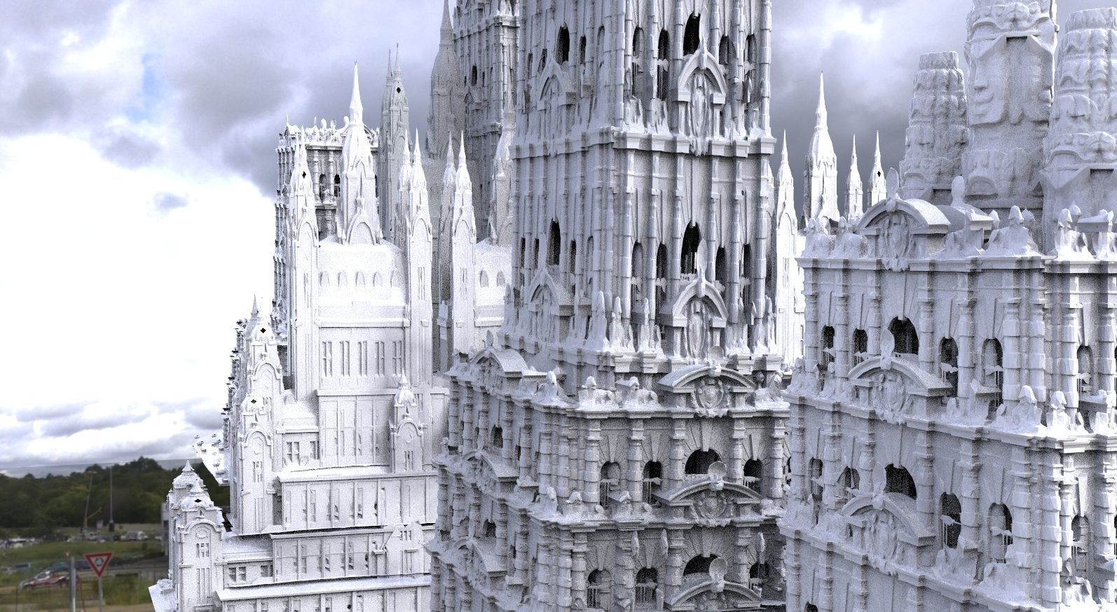 Fantasy architecture Mayan Temple Ornate collection Kit bash  3D model_3