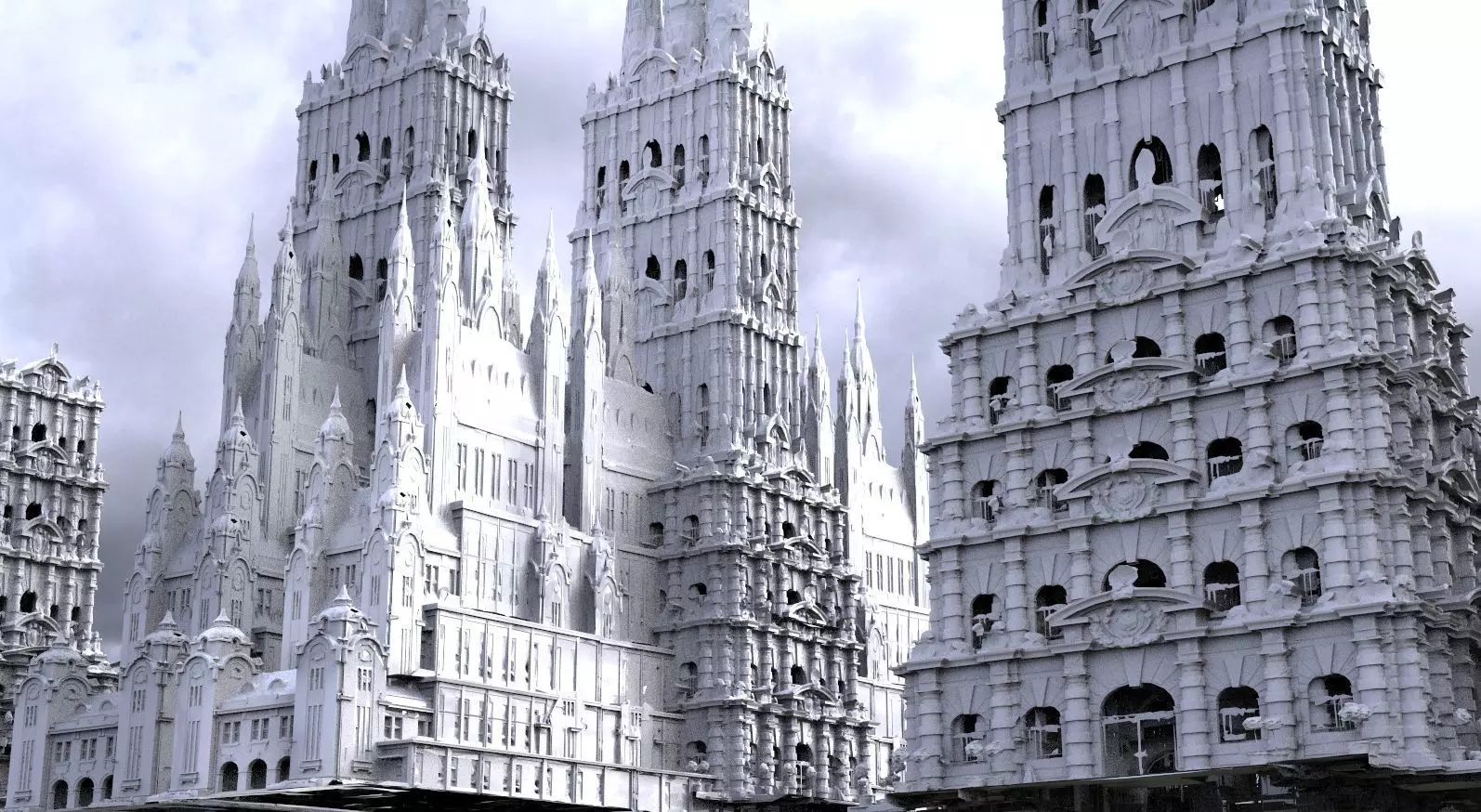 Fantasy architecture Mayan Temple Ornate collection Kit bash  3D model_0