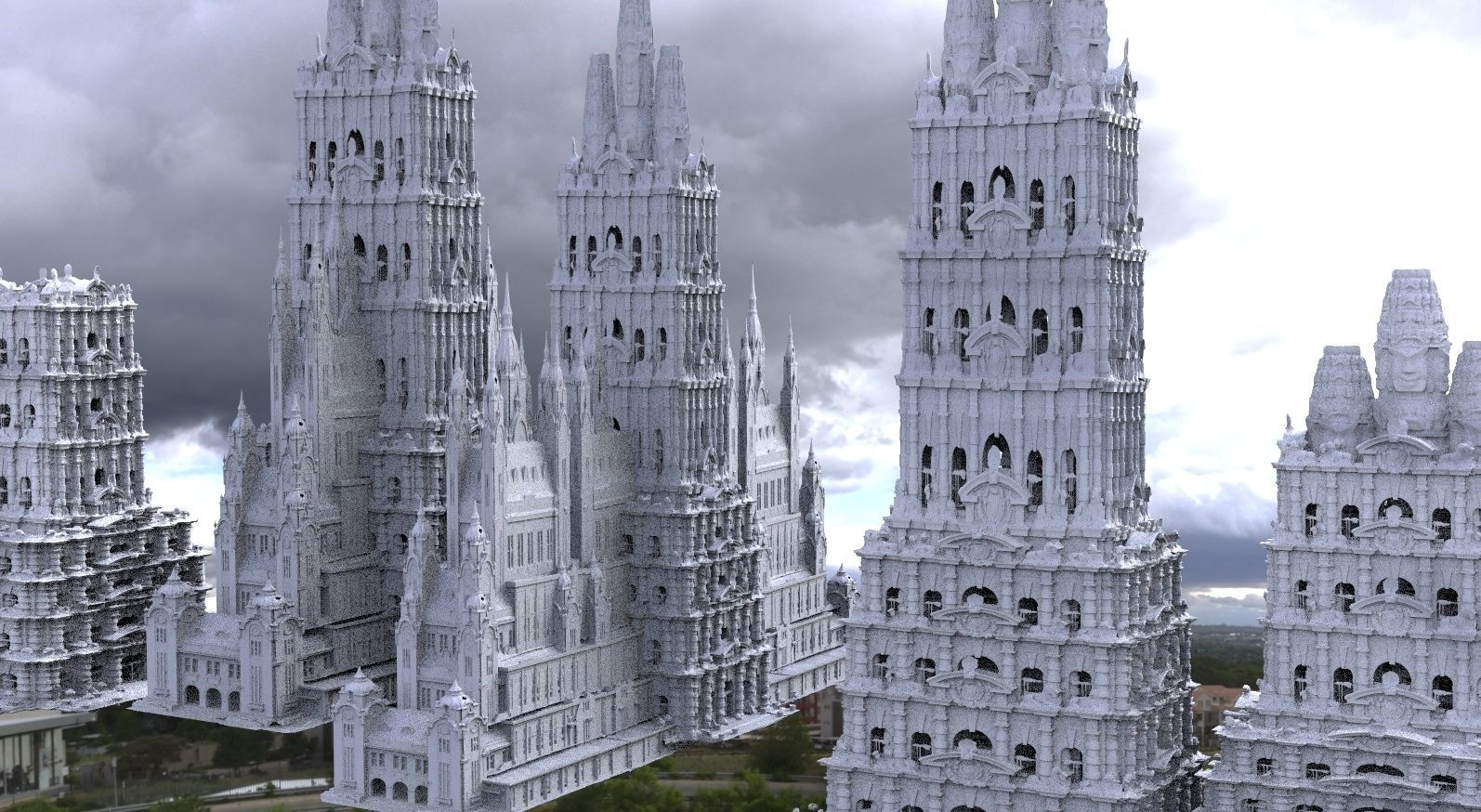 Fantasy architecture Mayan Temple Ornate collection Kit bash  3D model_8