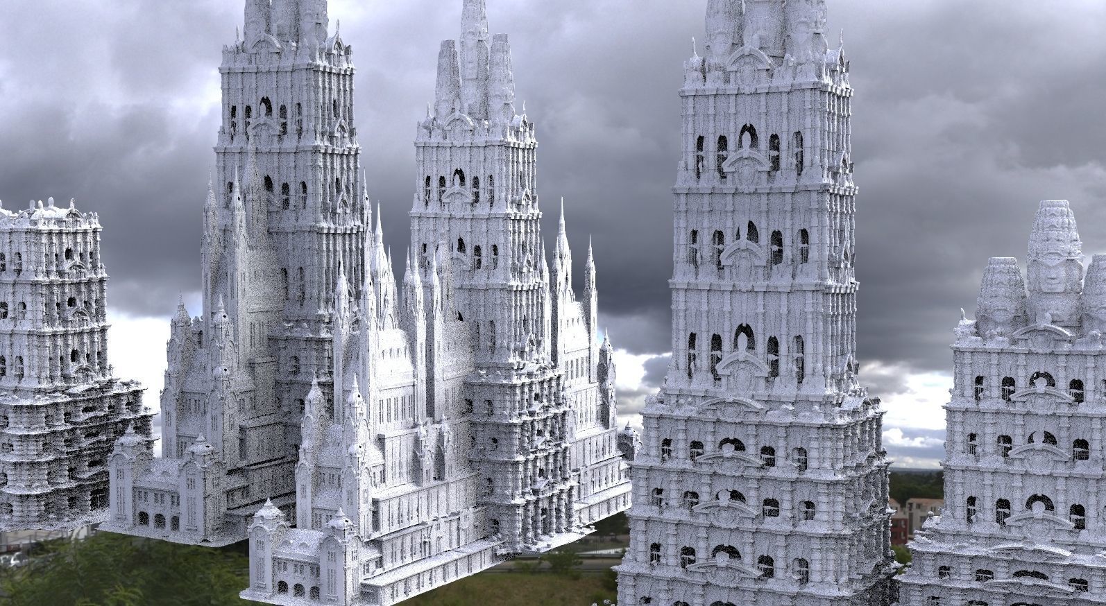 Fantasy architecture Mayan Temple Ornate collection Kit bash  3D model_1