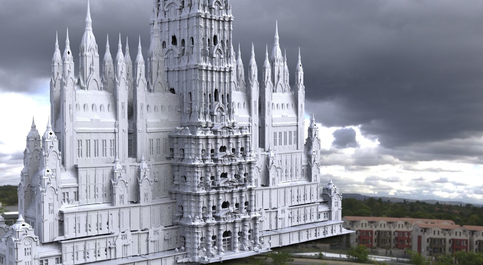 Fantasy architecture Mayan Temple Ornate collection Kit bash  3D model_6