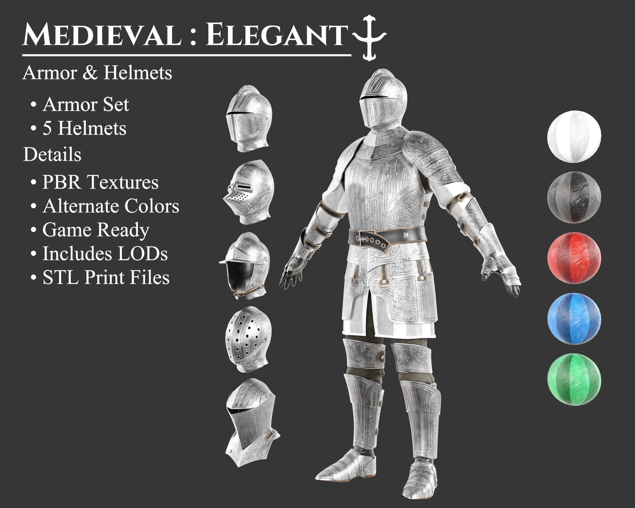 Medieval Collection Elegant Armor and Helmets _1