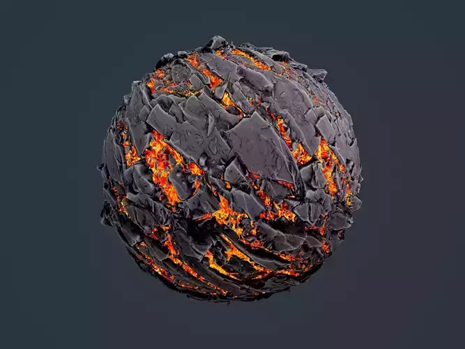 Stylized Lava Ground Seamless PBR Texture 02