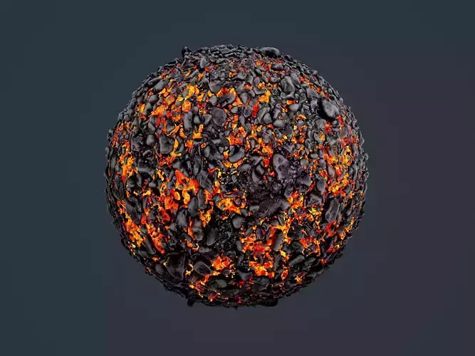 Stylized Lava Ground Seamless PBR Texture 03