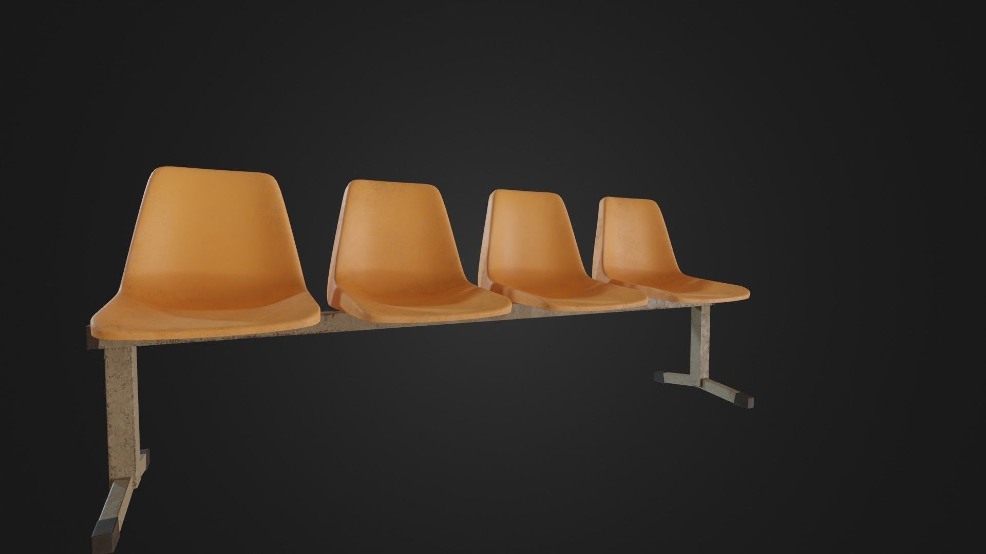 Old Waiting Bench 01 Low-poly 3D model_3