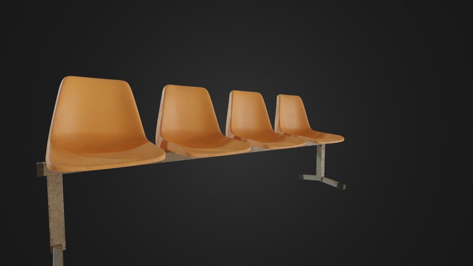 Old Waiting Bench 01 Low-poly 3D model_4